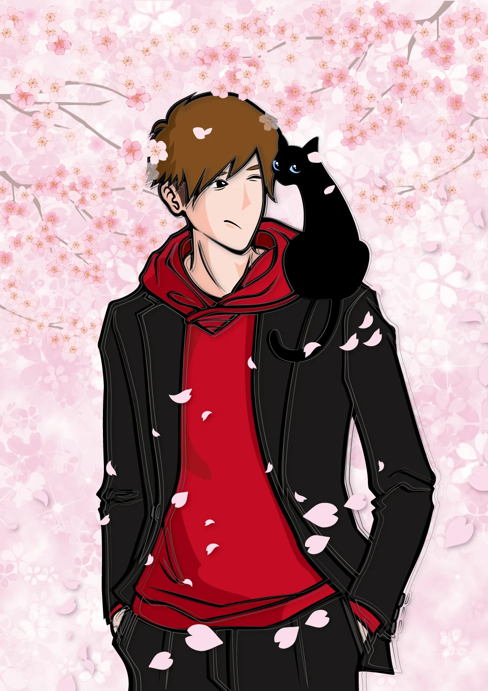 イラスト作品「桜ねこ」